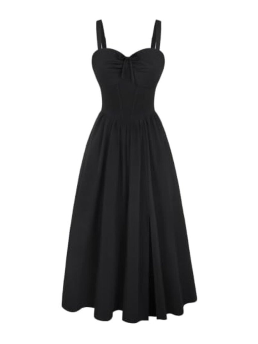 Corset Midi Dress with Pockets Ruched Bodice Smocked Back Party